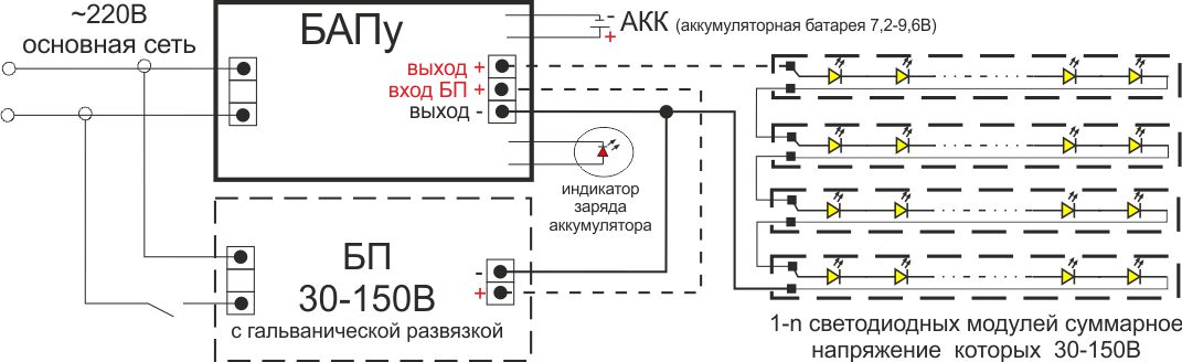 Схема подключения аварийное освещение